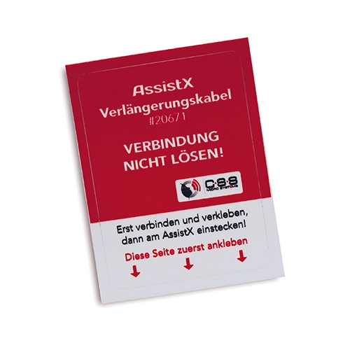 Sicherungs-Aufkleber Verlängerungskabel AssistX